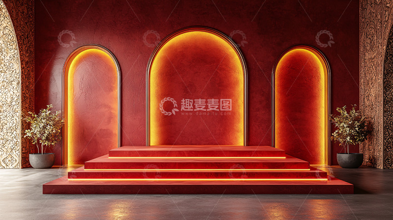 高清大图下载【趣麦麦图】红色拱门背景