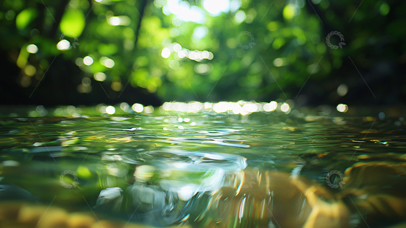 高清大图下载【趣麦麦图】清澈溪流森林倒影