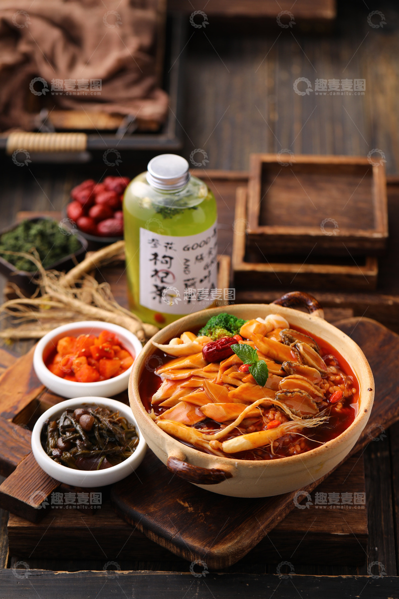 高清大图下载【趣麦麦图】鲜参鲍鱼捞饭饮品套餐1