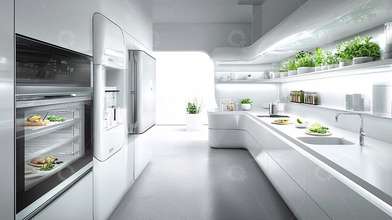 高清大图下载【趣麦麦图】现代简约风格白色厨房