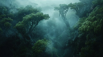 雾气弥漫的幽暗森林