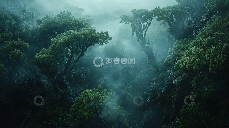 高清大图下载【趣麦麦图】雾气弥漫的幽暗森林