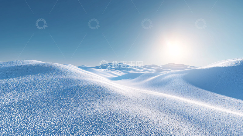 高清大图下载【趣麦麦图】极地雪原阳光下的雪山