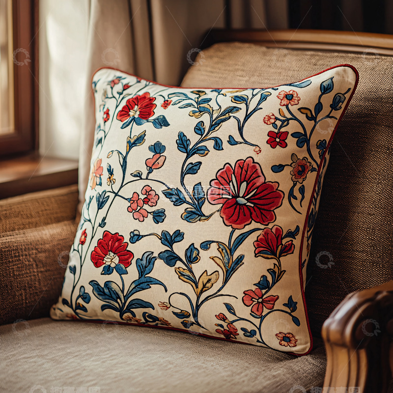 高清大图下载【趣麦麦图】复古花卉抱枕