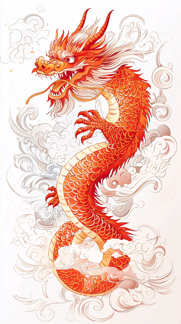 腾跃的红色中国龙