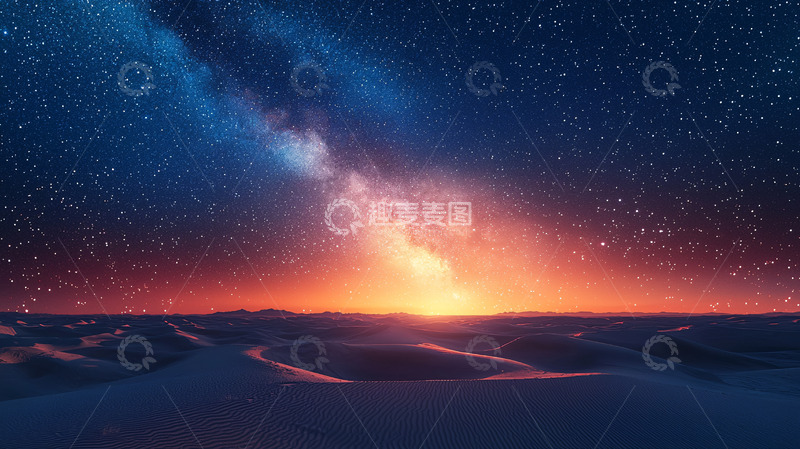 高清大图下载【趣麦麦图】星空沙漠日出