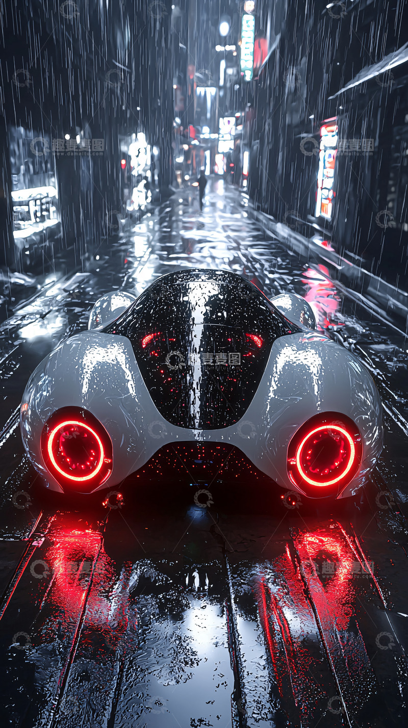 高清大图下载【趣麦麦图】雨夜霓虹都市赛车