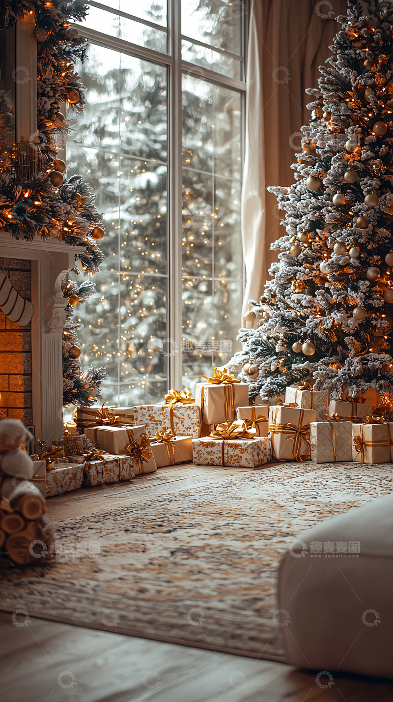 高清大图下载【趣麦麦图】圣诞节温馨客厅