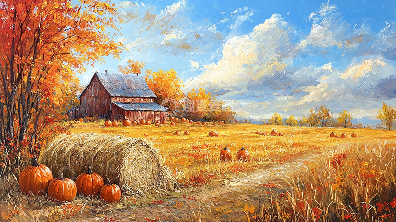 高清大图下载【趣麦麦图】秋日农场风景画