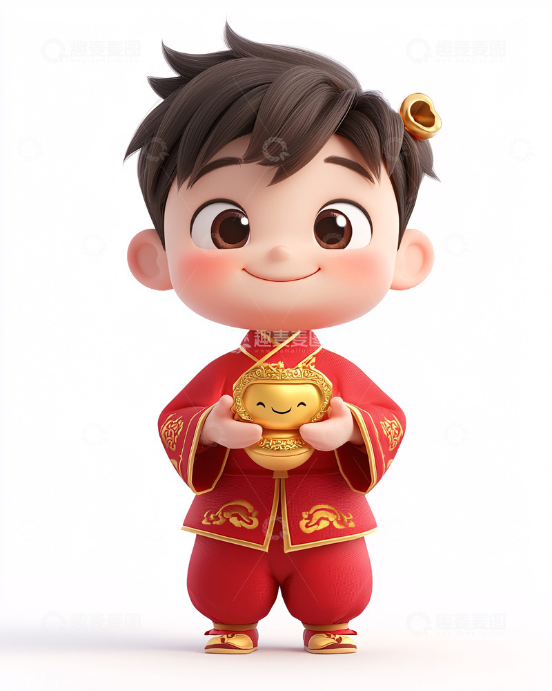 高清大图下载【趣麦麦图】卡通中国男孩