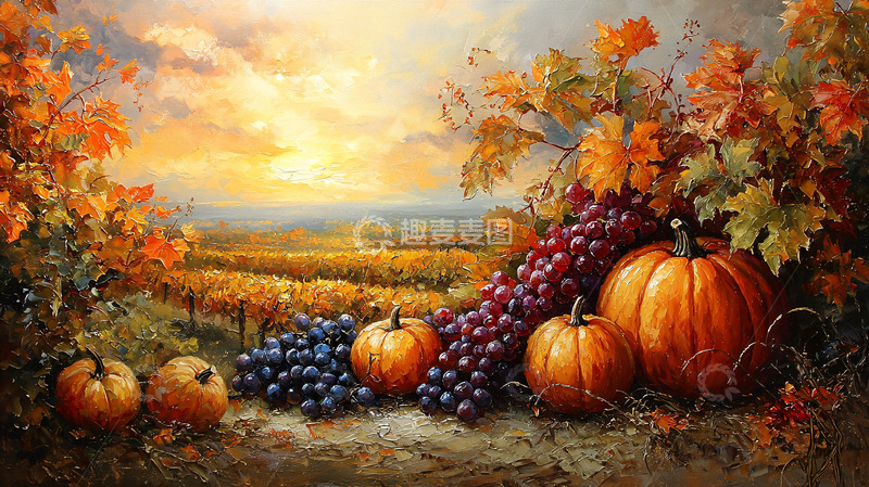 高清大图下载【趣麦麦图】秋季收获丰收图