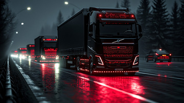 雨夜高速公路卡车车队