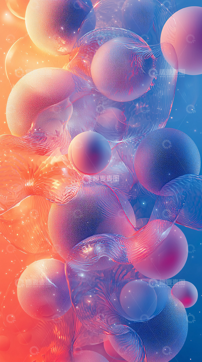 高清大图下载【趣麦麦图】梦幻气泡流动背景
