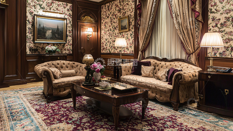 高清大图下载【趣麦麦图】欧式复古客厅