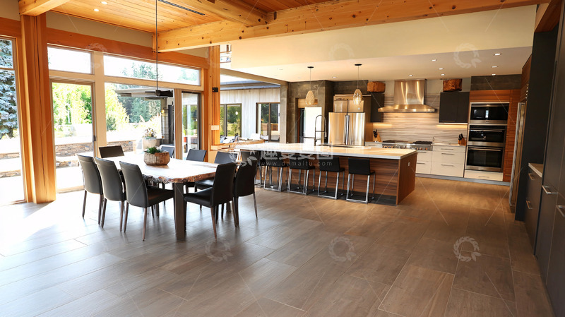 高清大图下载【趣麦麦图】现代化开放式厨房餐厅