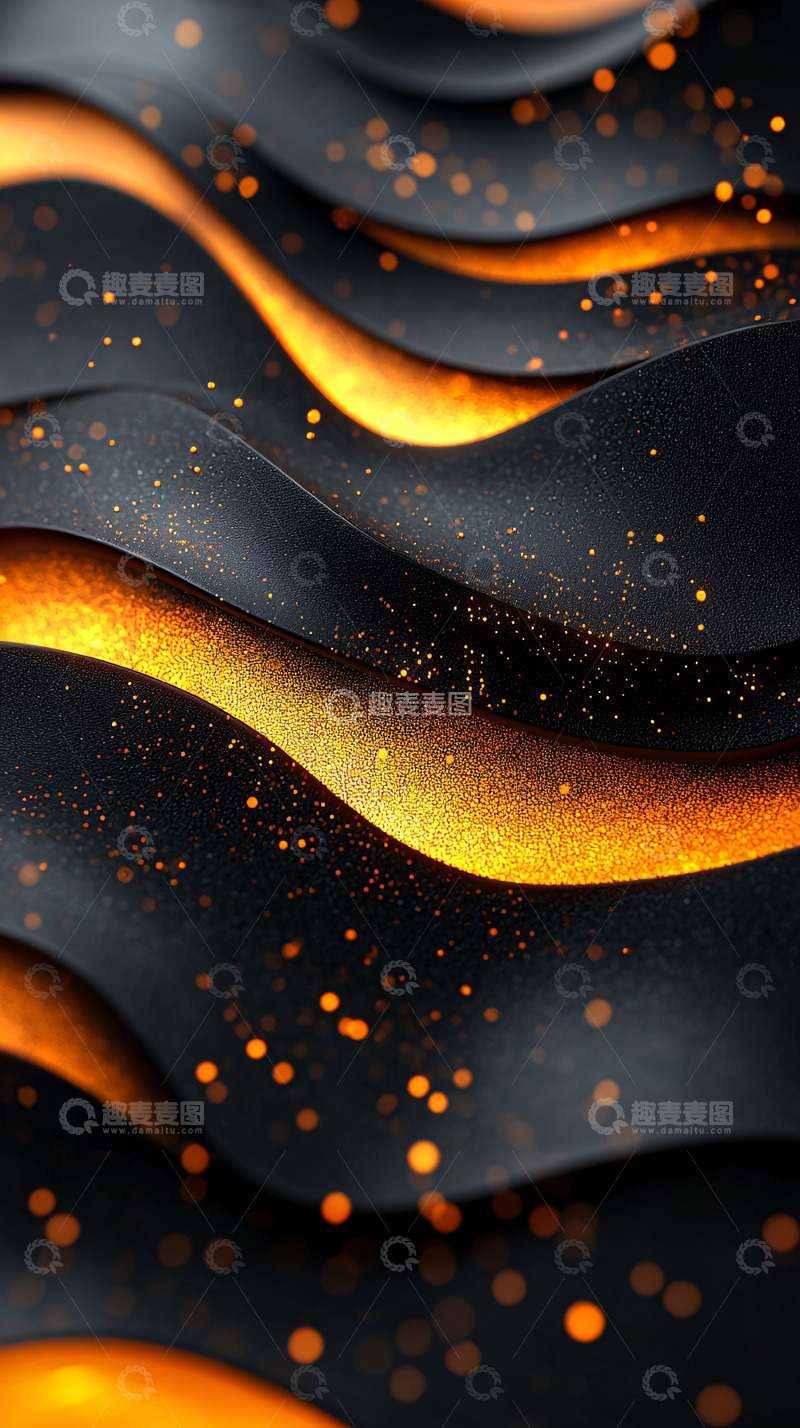 高清大图下载【趣麦麦图】黑色波浪金色光芒