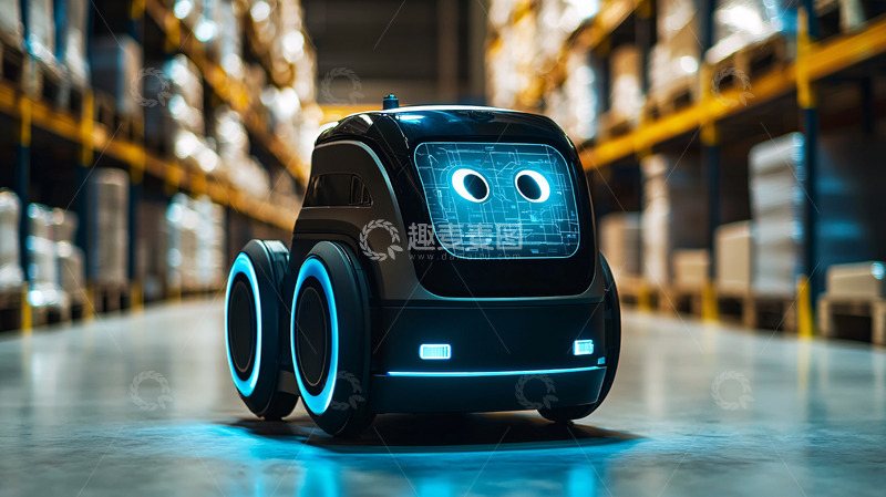 高清大图下载【趣麦麦图】仓库里的发光机器人