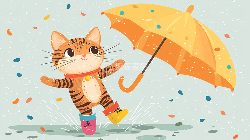 高清大图下载【趣麦麦图】雨中猫咪