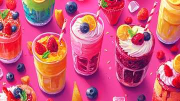 多彩水果冰沙特饮