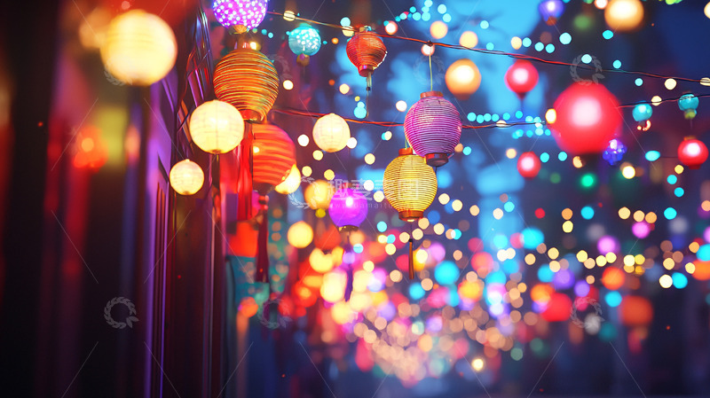 高清大图下载【趣麦麦图】彩色灯笼夜景