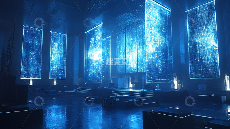 高清大图下载【趣麦麦图】未来科技感蓝色大厅