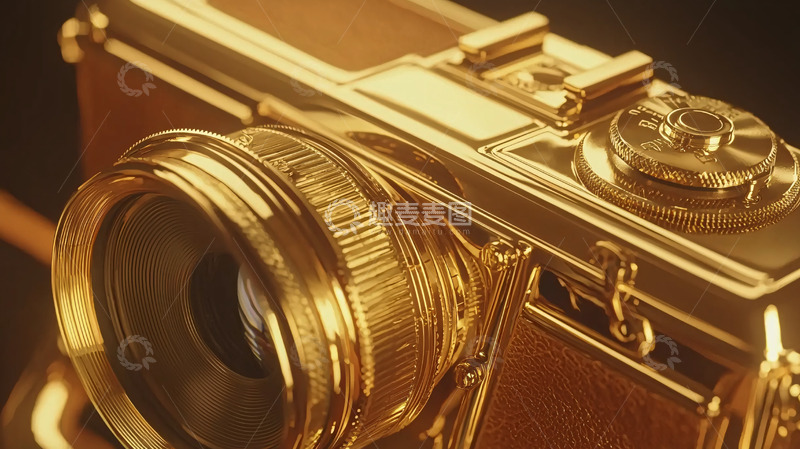 高清大图下载【趣麦麦图】金色复古相机特写
