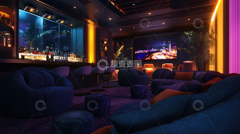 高清大图下载【趣麦麦图】奢华私家影院酒吧设计