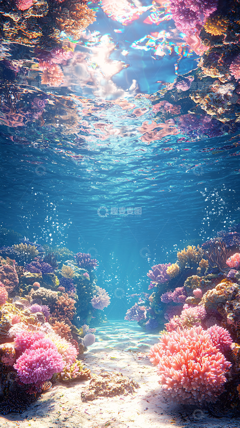 高清大图下载【趣麦麦图】水下珊瑚礁色彩绚丽