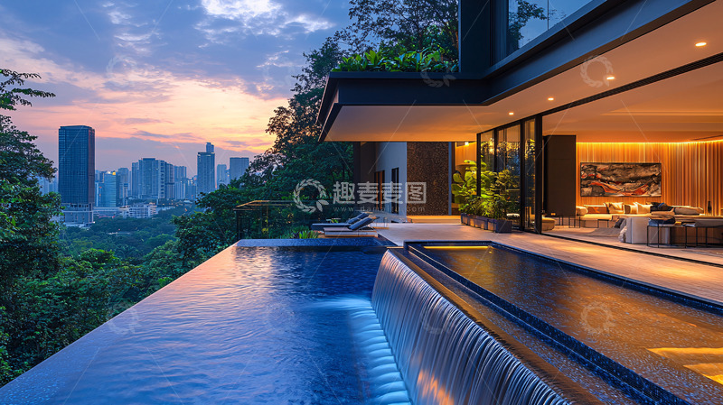 高清大图下载【趣麦麦图】山顶别墅夜景