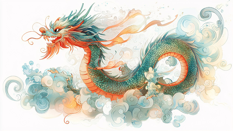 高清大图下载【趣麦麦图】水墨青龙