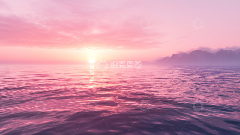 高清大图下载【趣麦麦图】粉色系日落海景