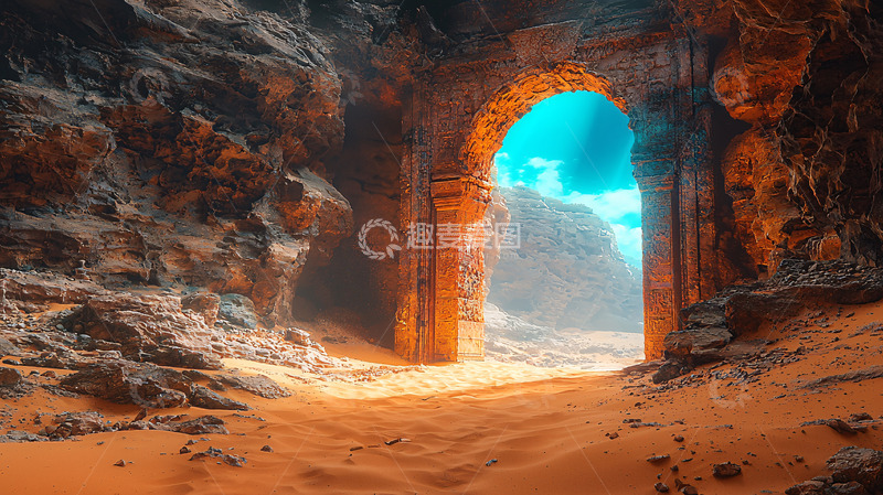 高清大图下载【趣麦麦图】洞穴拱门通往光明
