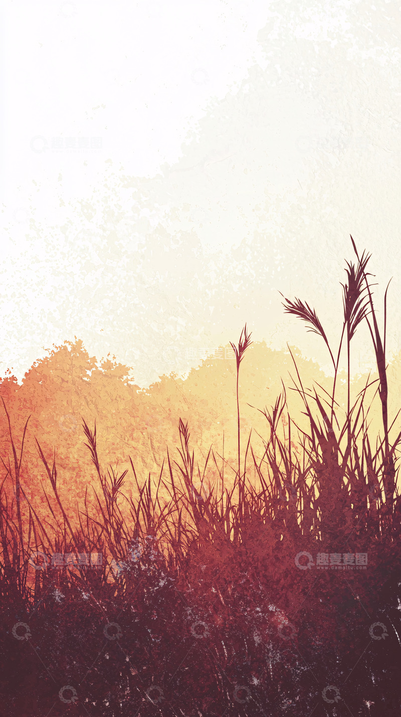 高清大图下载【趣麦麦图】日落余晖下的芦苇荡