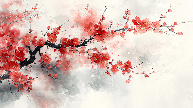 高清大图下载【趣麦麦图】红梅水墨画