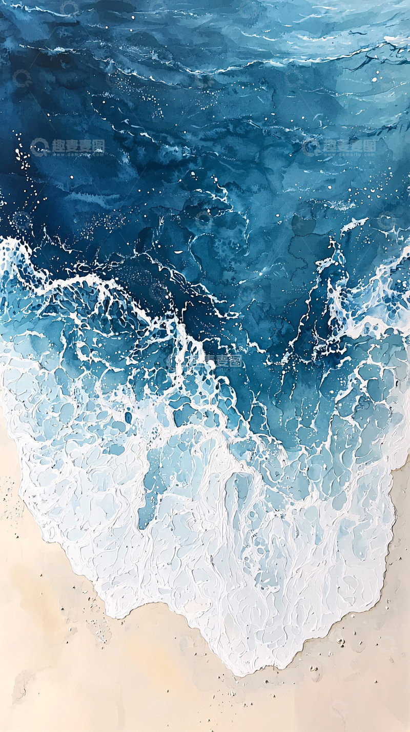 高清大图下载【趣麦麦图】蓝色海洋与白色沙滩