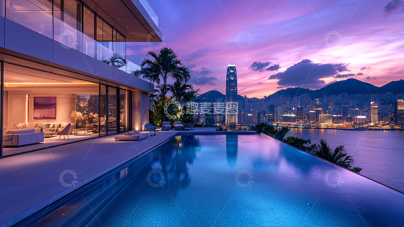 高清大图下载【趣麦麦图】香港豪宅夜景