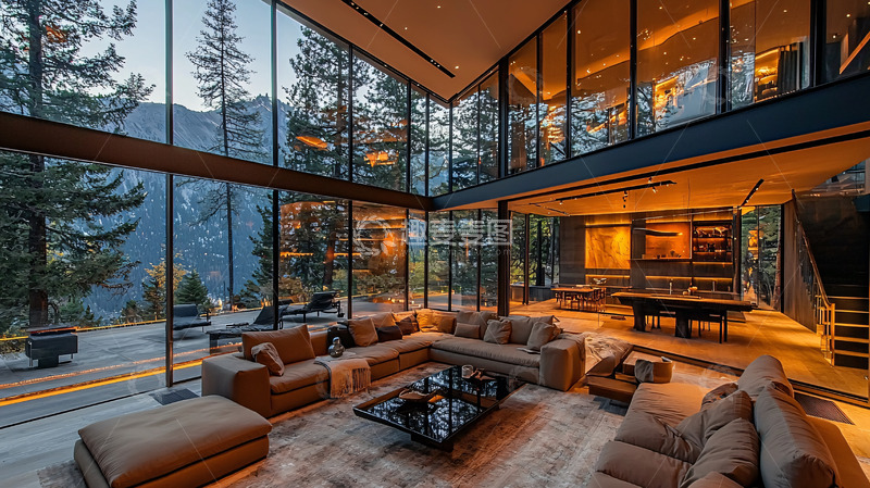 高清大图下载【趣麦麦图】现代山景别墅客厅