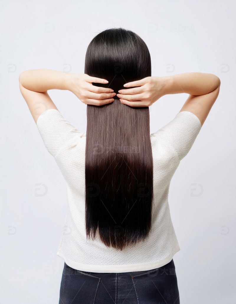 高清大图下载【趣麦麦图】双手在后扎头发背影照