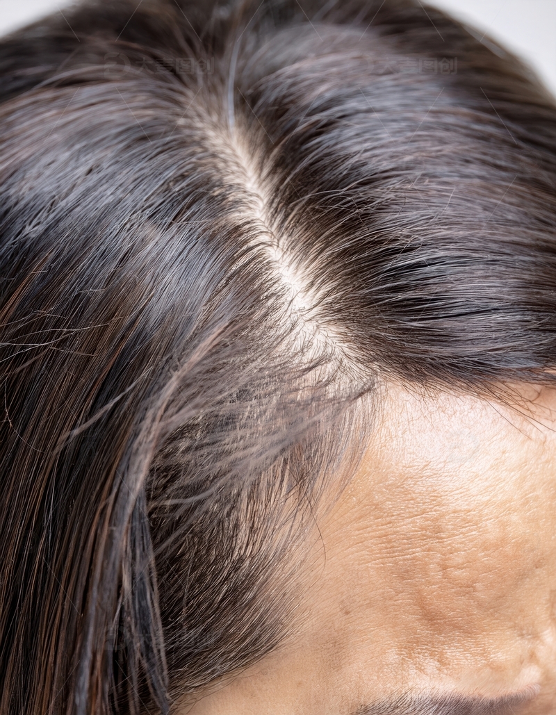 高清大图下载【趣麦麦图】头顶头发及发缝近景呈现