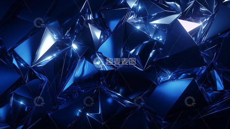 高清大图下载【趣麦麦图】深蓝色金属几何碎片背景