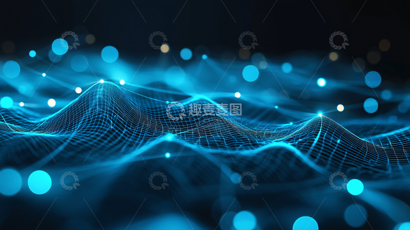 高清大图下载【趣麦麦图】蓝色科技感数据流