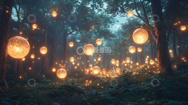 高清大图下载【趣麦麦图】梦幻森林光球