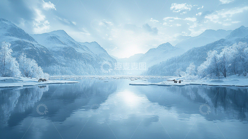 高清大图下载【趣麦麦图】冰雪湖泊山脉风景