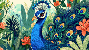 孔雀开屏热带雨林