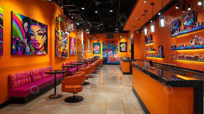 高清大图下载【趣麦麦图】橙色系店铺内景