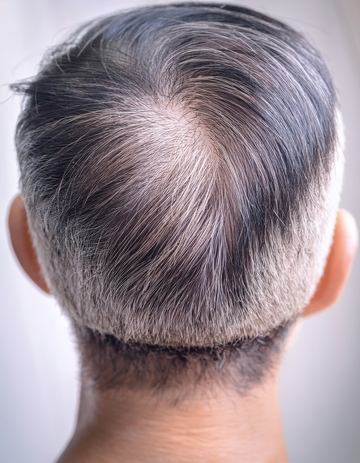 男性脑后白发及稀疏头发展示