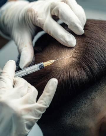 医护人员进行头皮注射