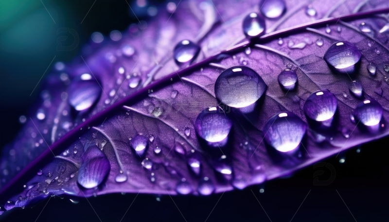 高清大图下载【趣麦麦图】覆水珠的紫色叶片特写