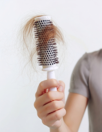 男性展示梳子上掉落头发