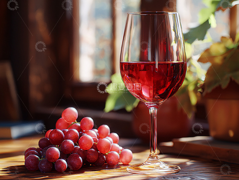 高清大图下载【趣麦麦图】红酒与葡萄的静物特写
